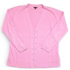 Talbots Petite Pink V-Neck Cardigan Sweater Womens LP Cotton Rayon Button Front